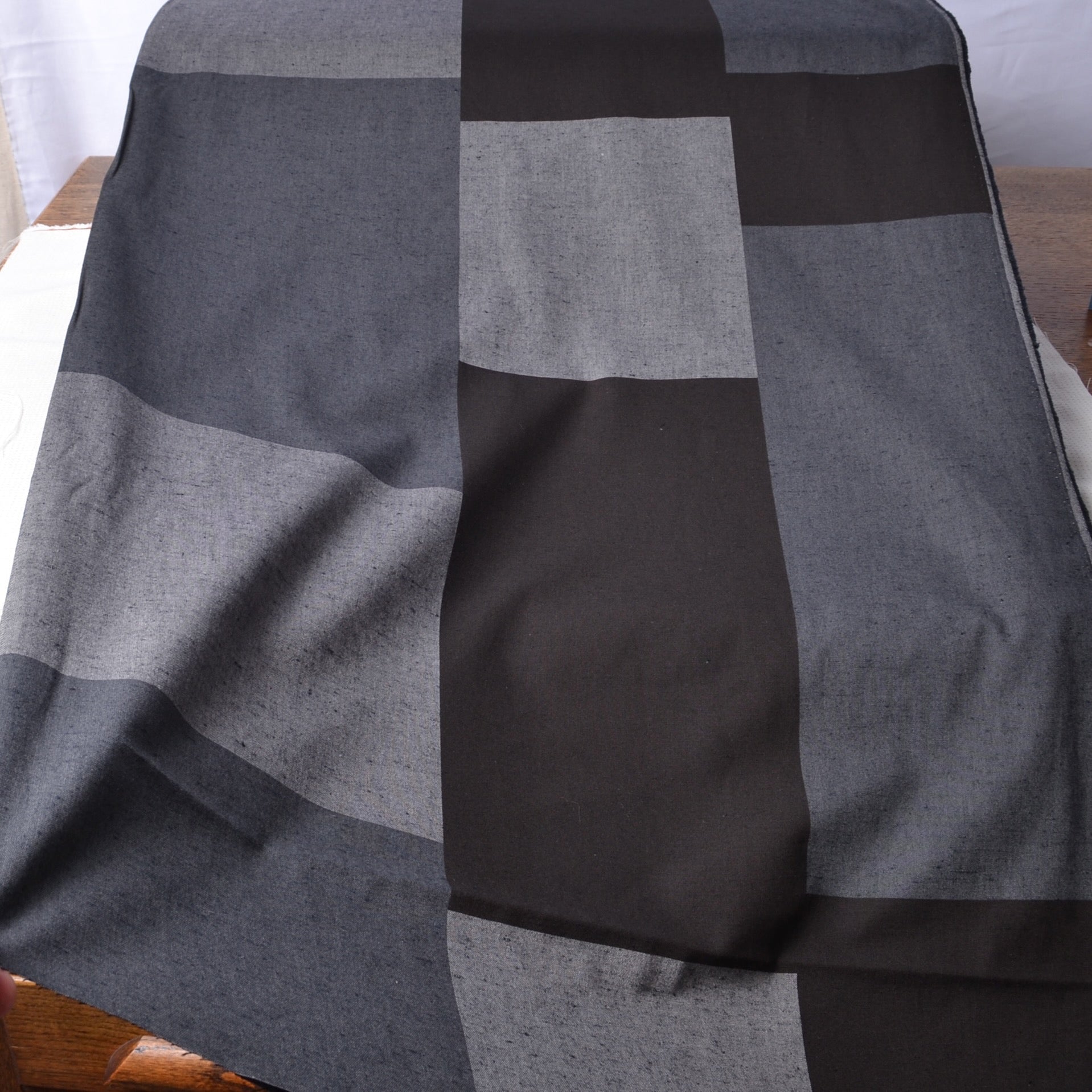 black & grey colour block cotton fabric for sewing