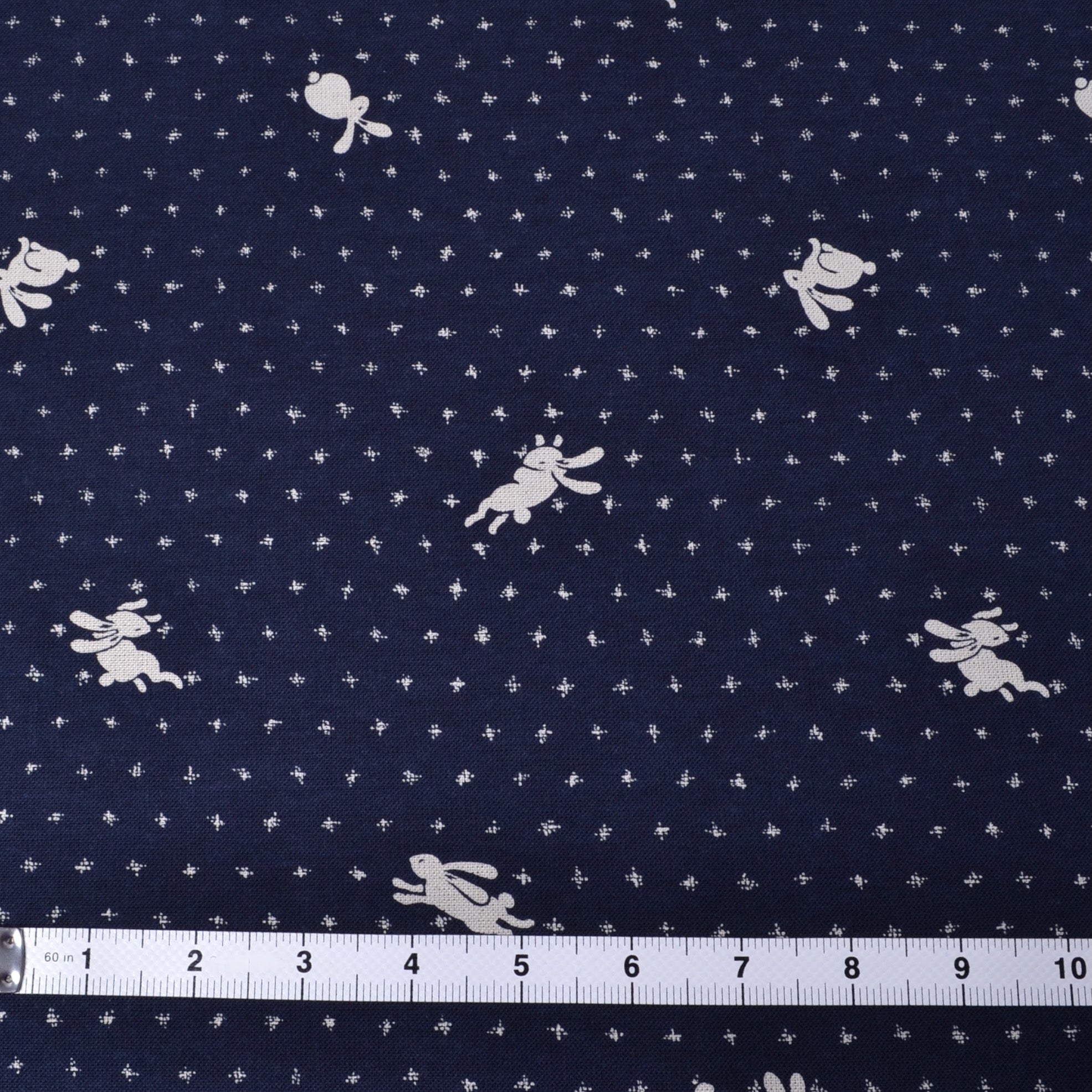 Japanese Wagara fabric, Navy with Bunnies