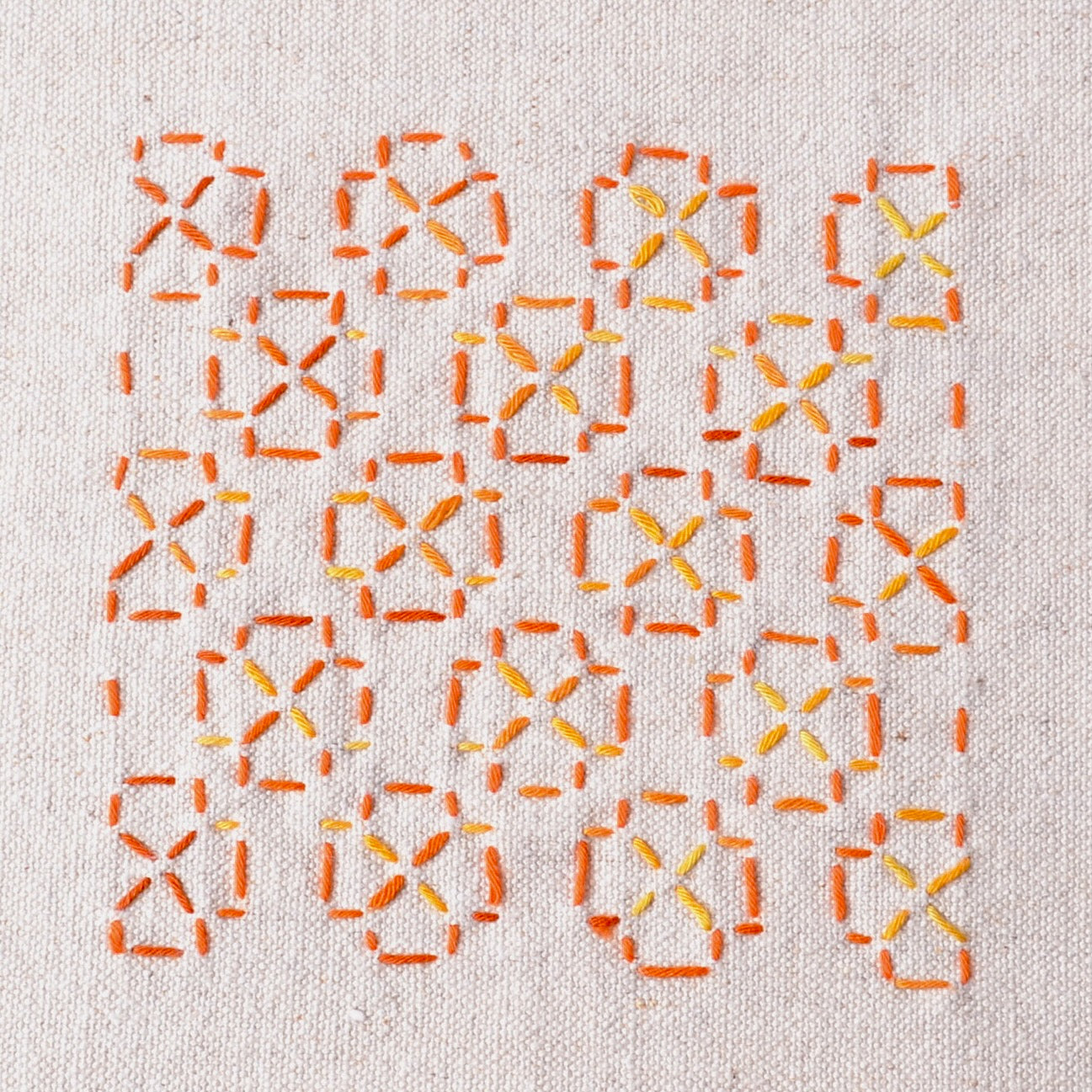 Sashiko stitching from a stenciled design
