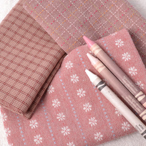 Dyed Yarn Cotton Fabric Bundle of 3, Dusty Rose Pinks