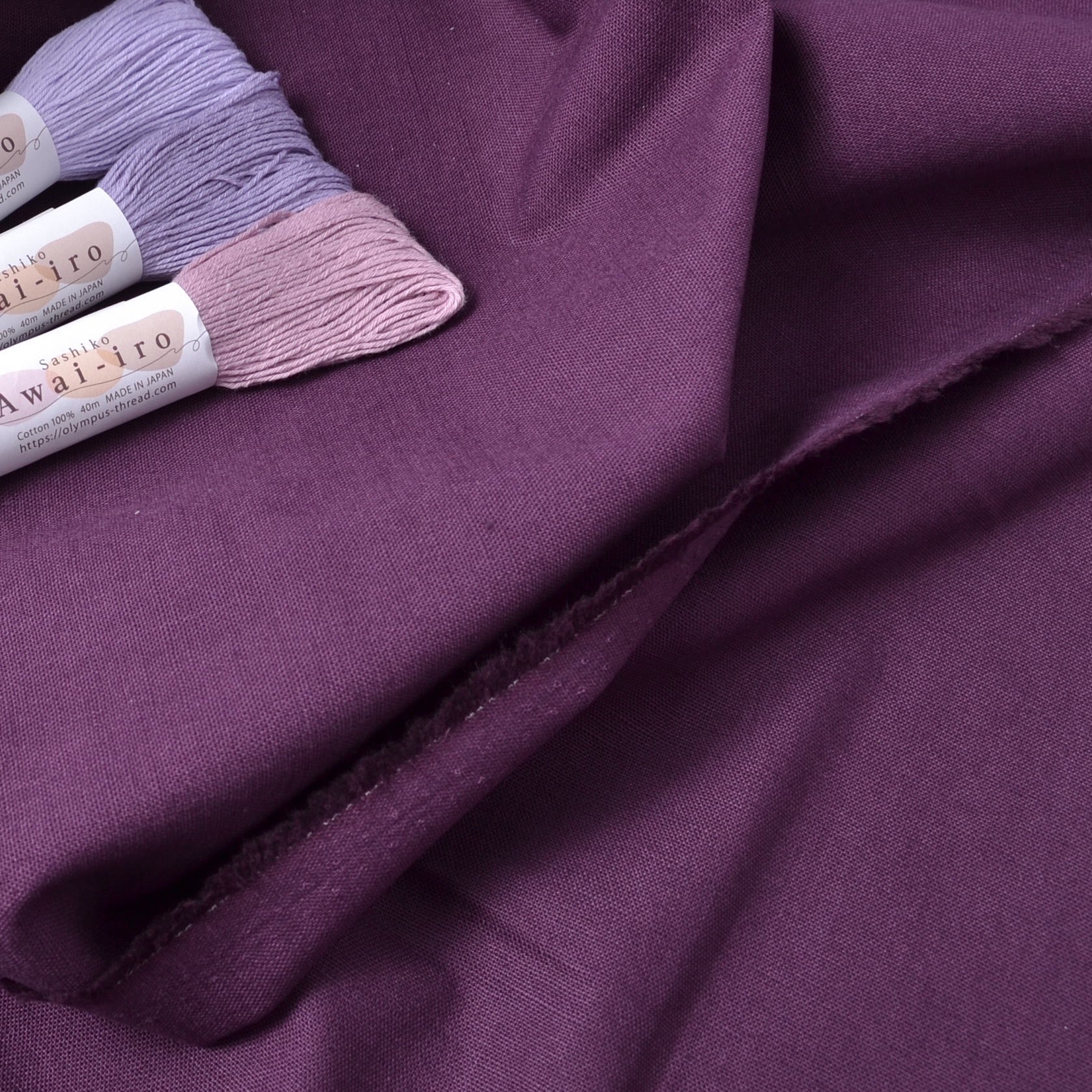 purple cotton fabric for sashiko stitching