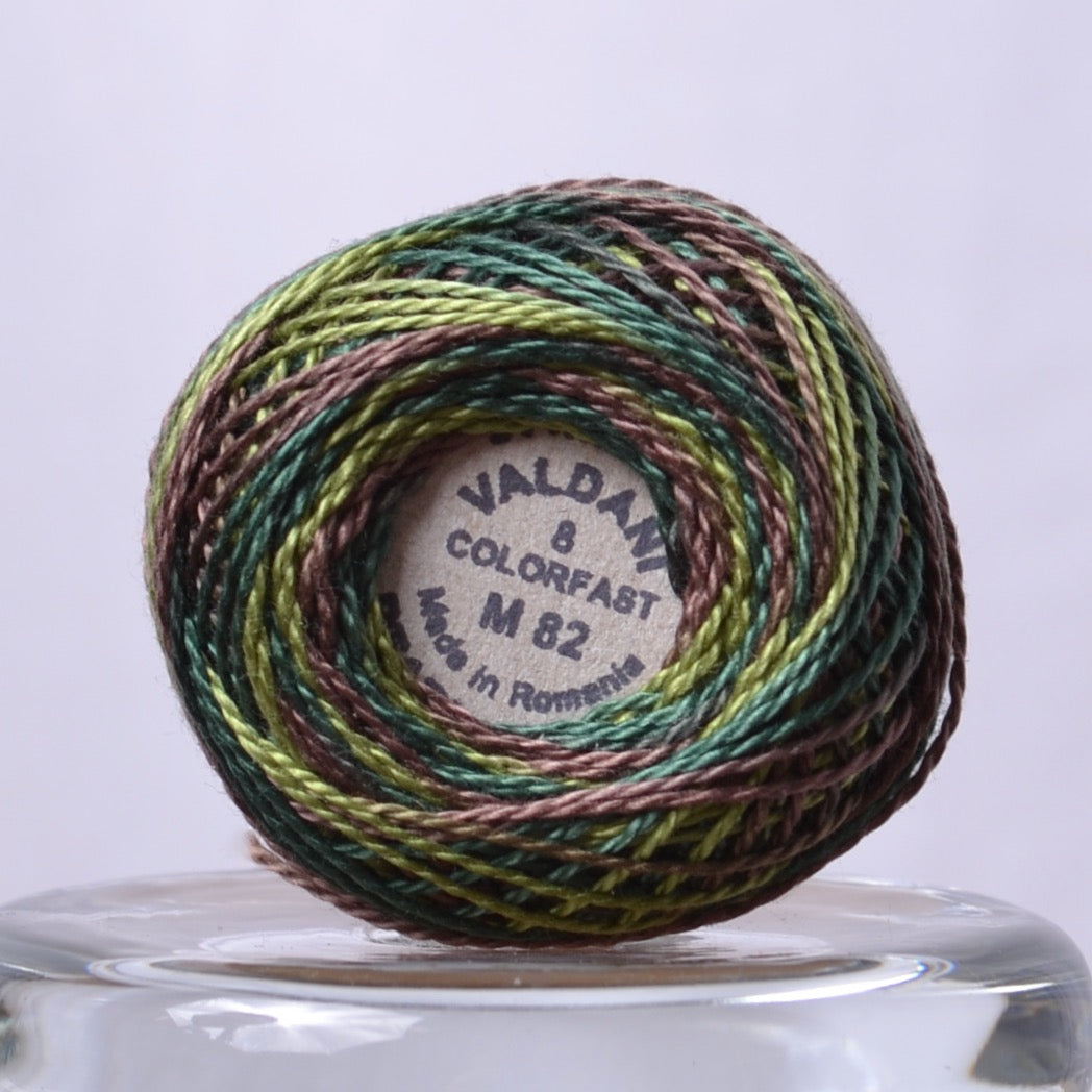 Valdani Variegated Hand Dyed Perle Cotton Thread, Backyard Greenfield