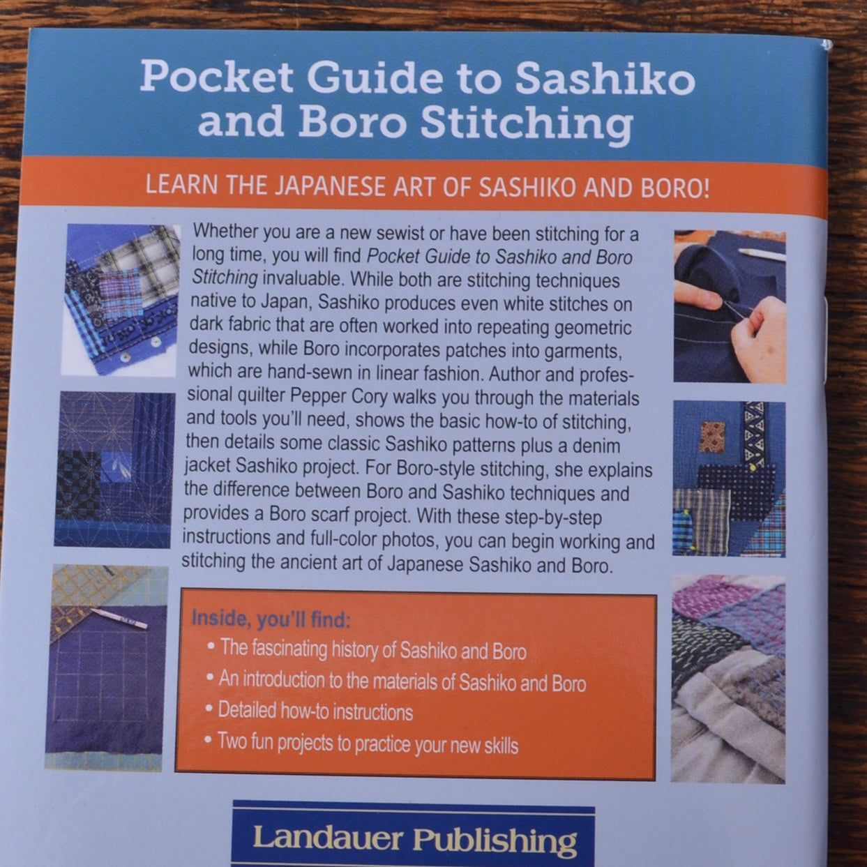 Back cover of Pocket Guide to Sashiko and Boro Stitching
