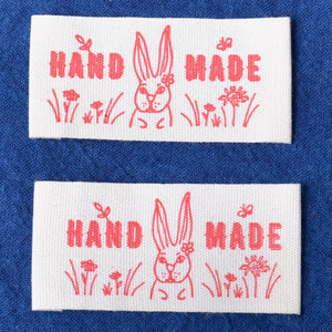 Cotton Label - Hand Made RabbitSew-in Label Hand Made Rabbit