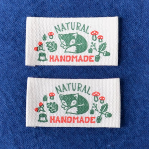 Sew-in Label Natural Handmade Fox with Mushrooms