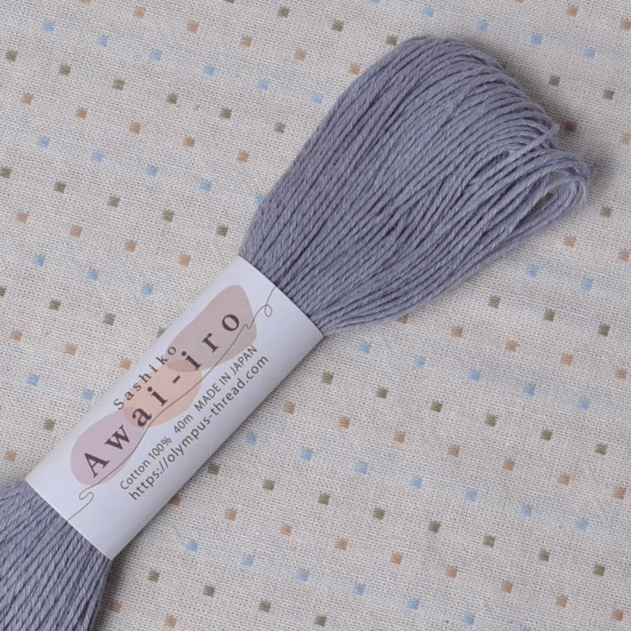 Sashiko Thread, Awai-iro  Kusumi Series 40 Meter Skein, Cloudy Gray
