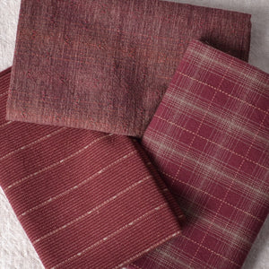Dyed Yarn Cotton Fabric Bundle of 3,  Old Brick Red