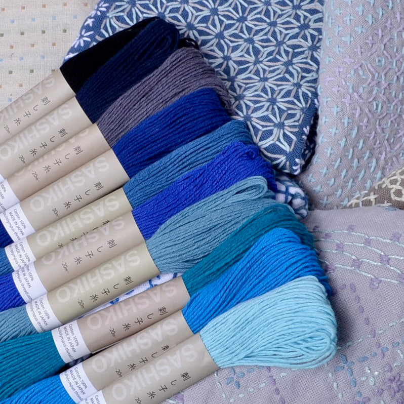 blue sashiko threads