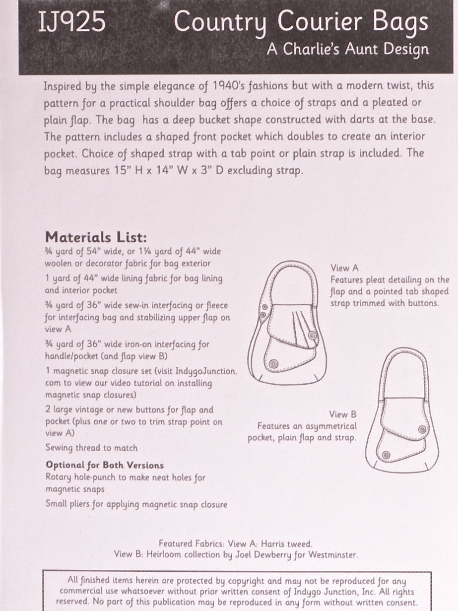 Country Courier Bag Pattern Material List