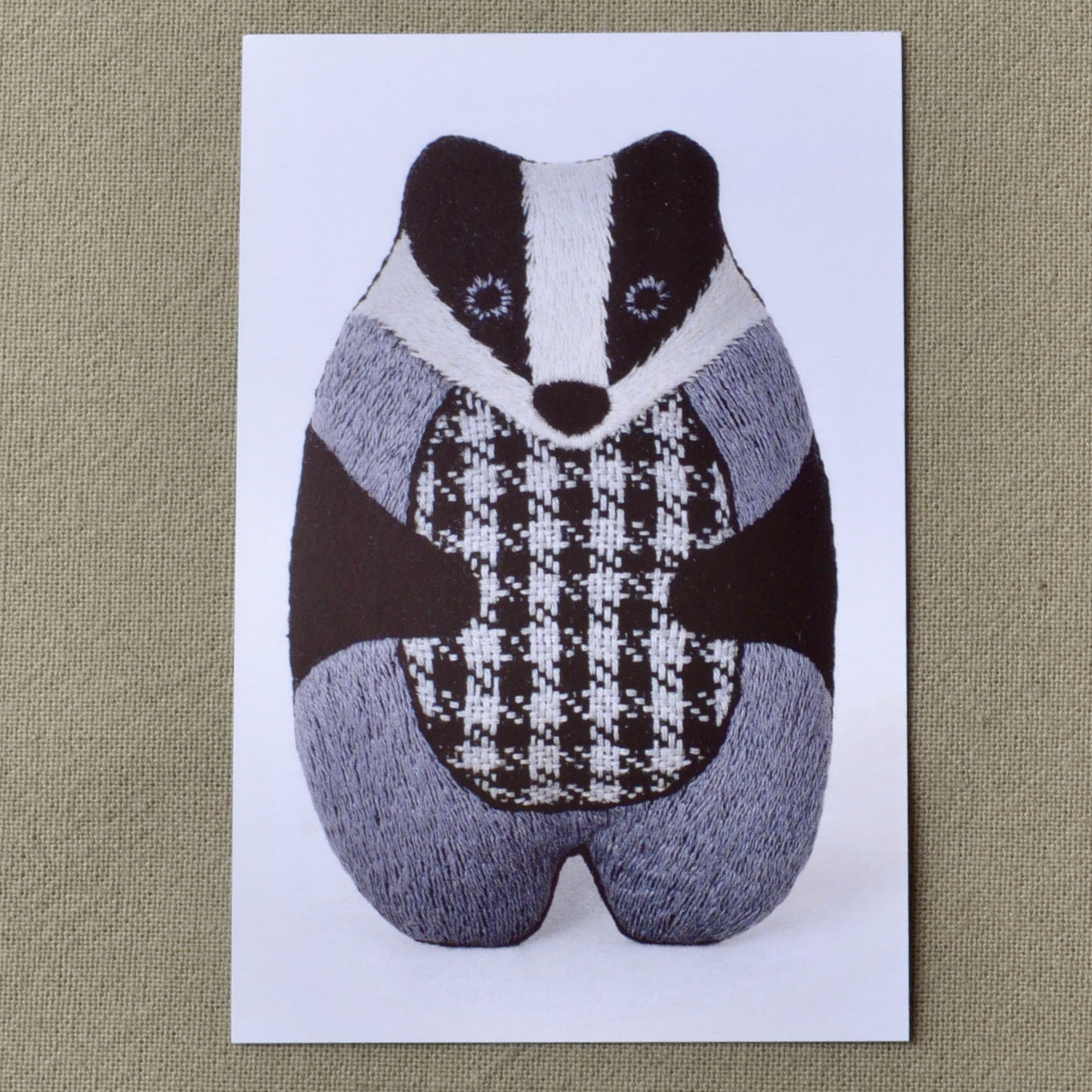 Kiriki embroidery kit, Badger stuffie