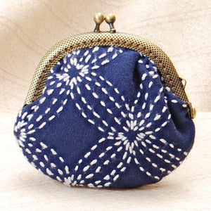 Sashiko Stitching with clasp purse frame