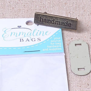 Emmaline metal "Handmade" label for home sewing