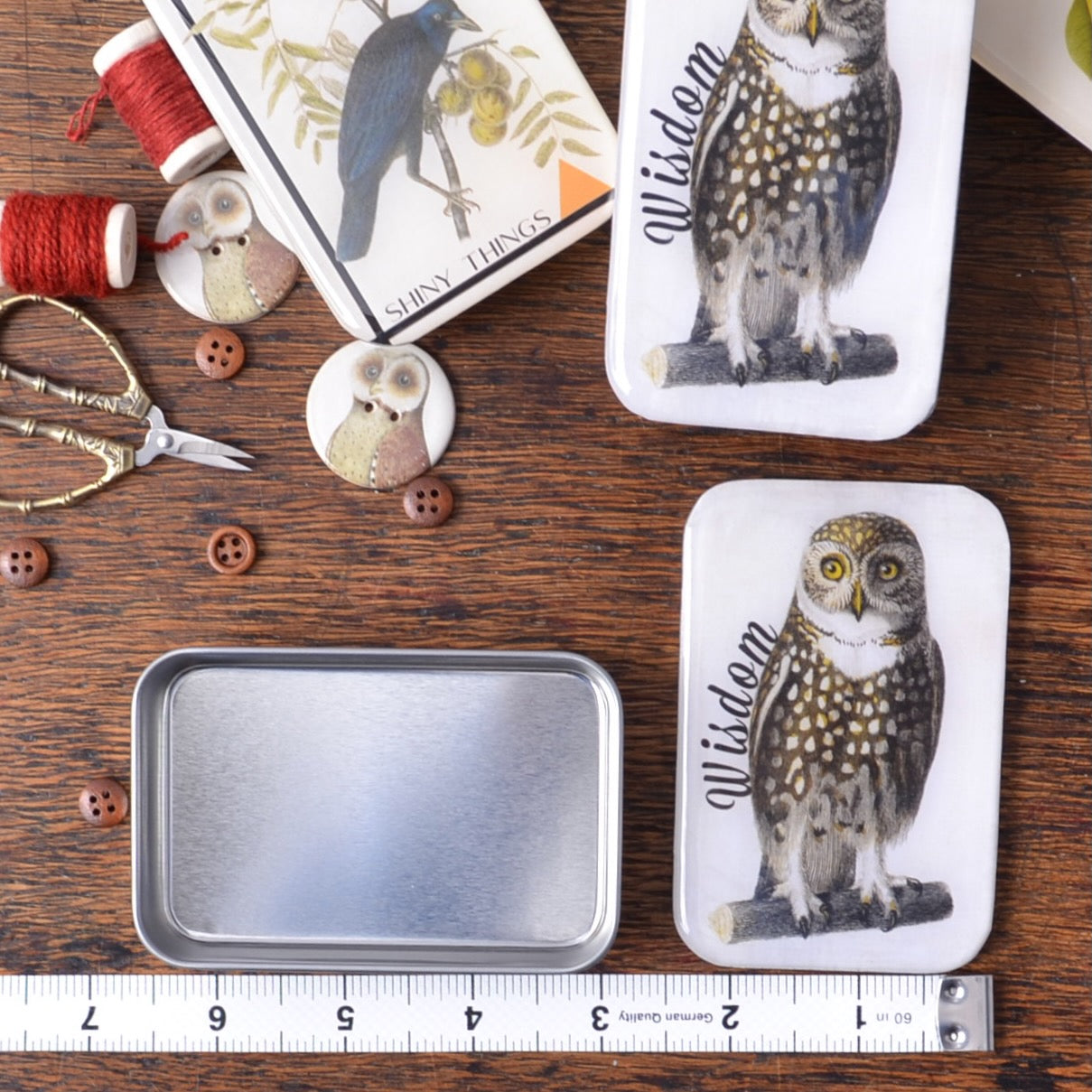 Owl, Storage Tin with Sliding Lid