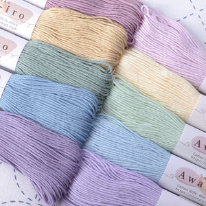 Awai-iro sashiko threads, smoky-tone and pale colours