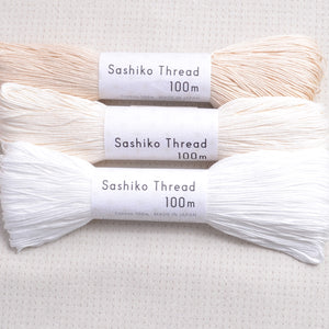off white, ecru & white sashiko threads