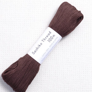 Sashiko Thread  Olympus 100 meter skein, dark brown #128
