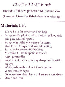 Material List for Plumeria Pattern