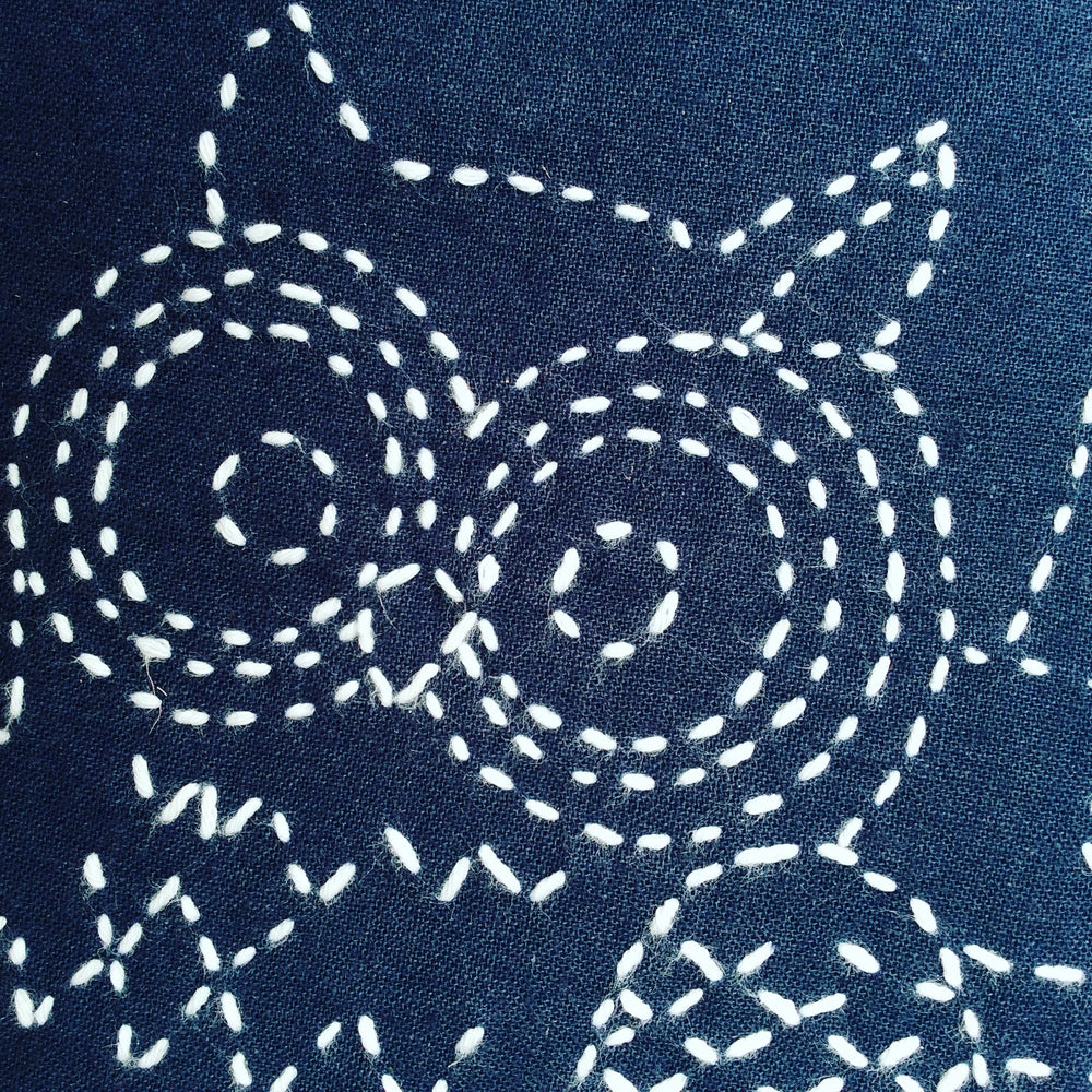 sashiko stitching (owl eyes!)