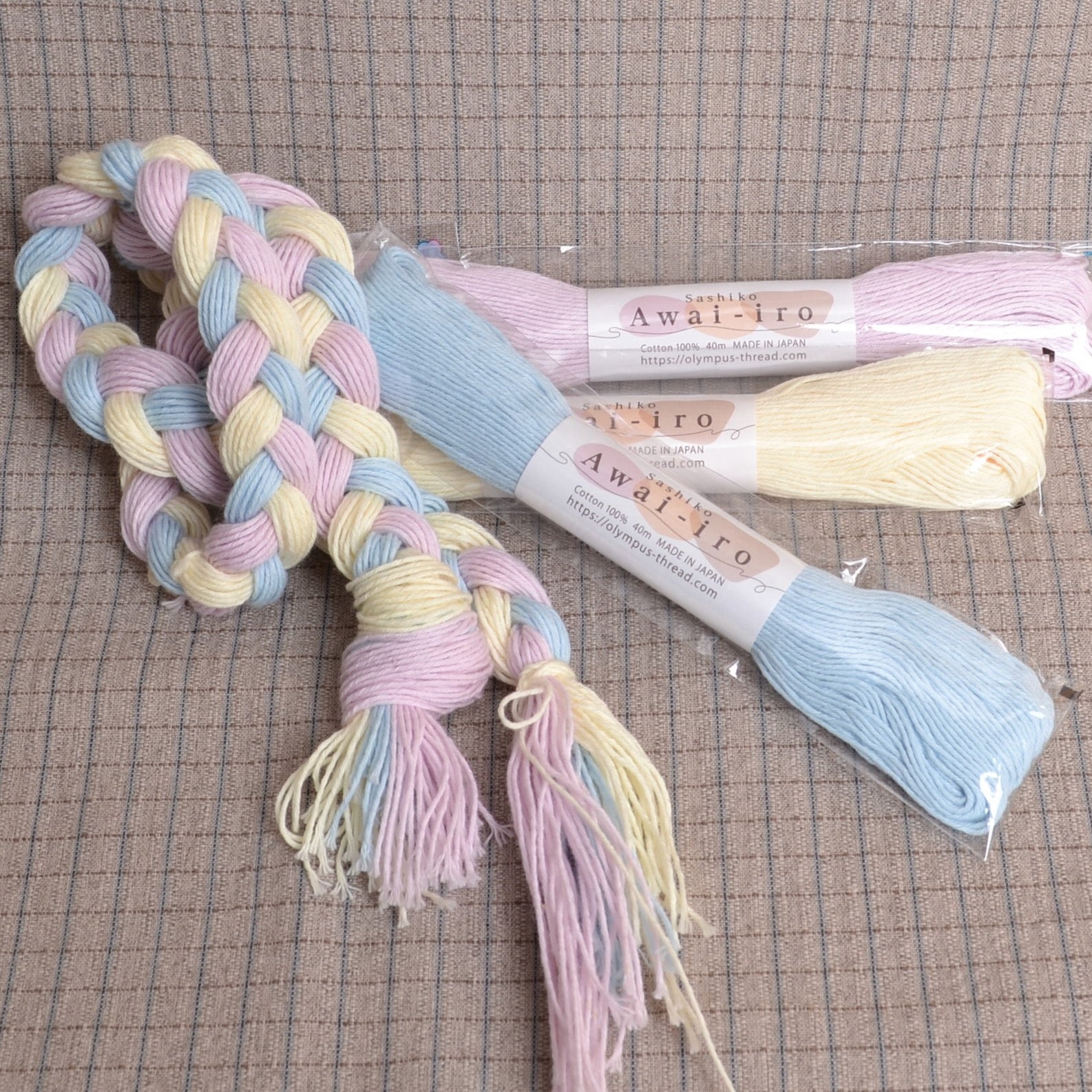 Olympus sashiko threads from the pale colours Awai-iro collection