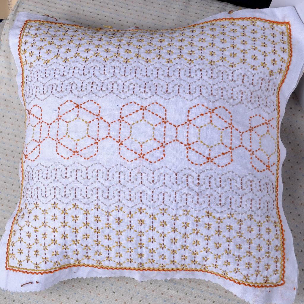 Honeycomb designs sashiko cushion