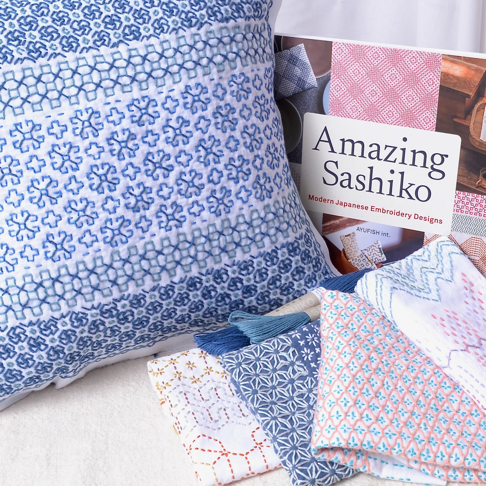 kuguri (weave under threads) sashiko 