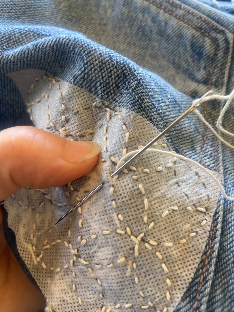 Dissolvable Stitching Guides for Visible Mending 