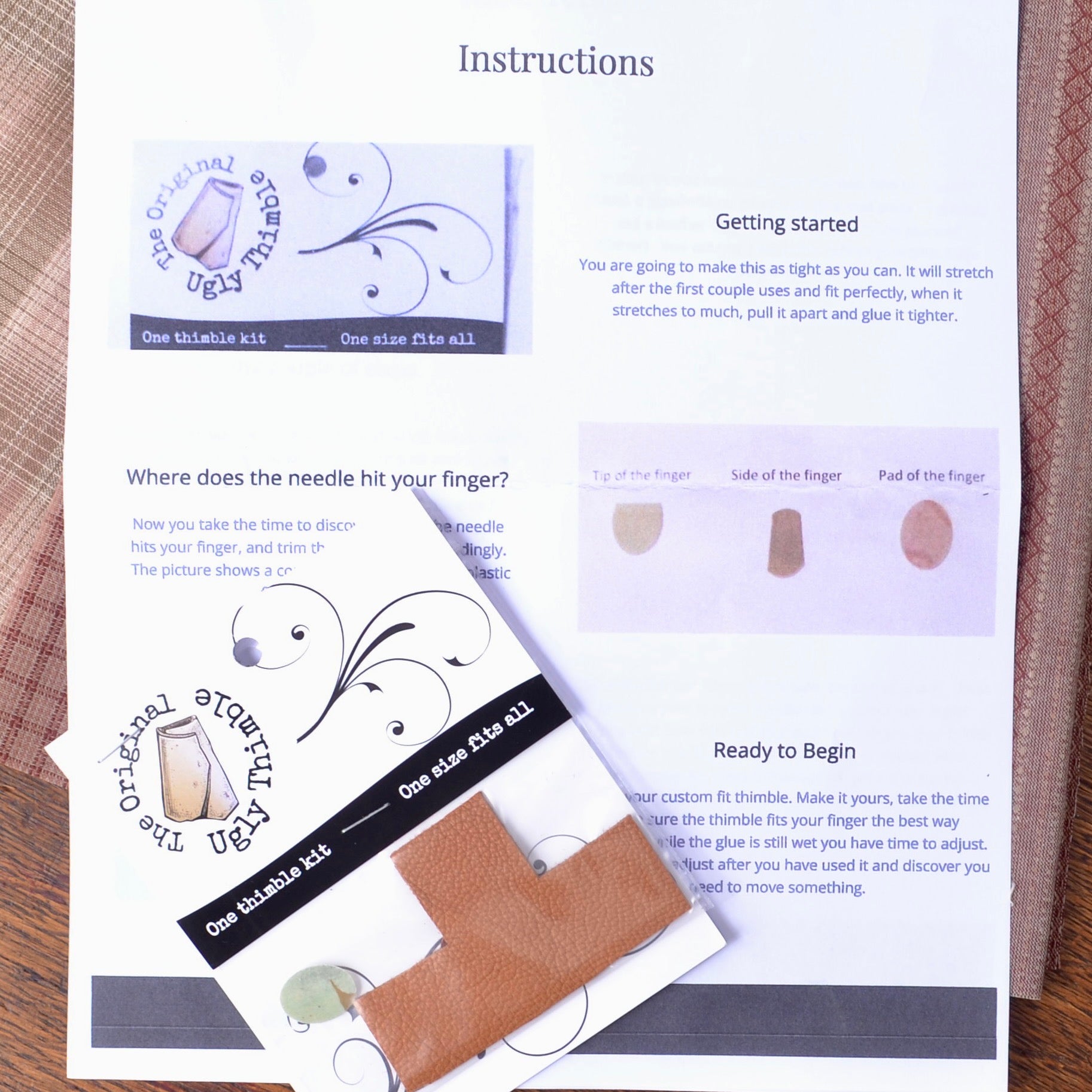 The original ugly thimble with instructions