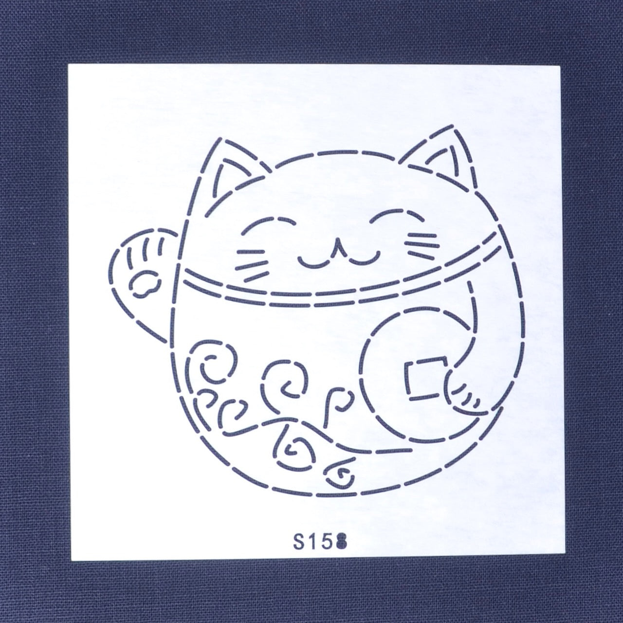Sashiko & Mending Stencil, Cat with Coin