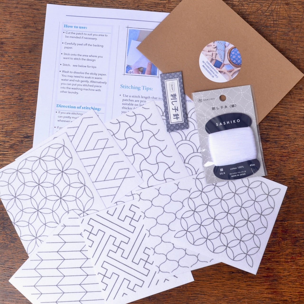 Dissolvable Stick & Stitch Sashiko Mending Kit