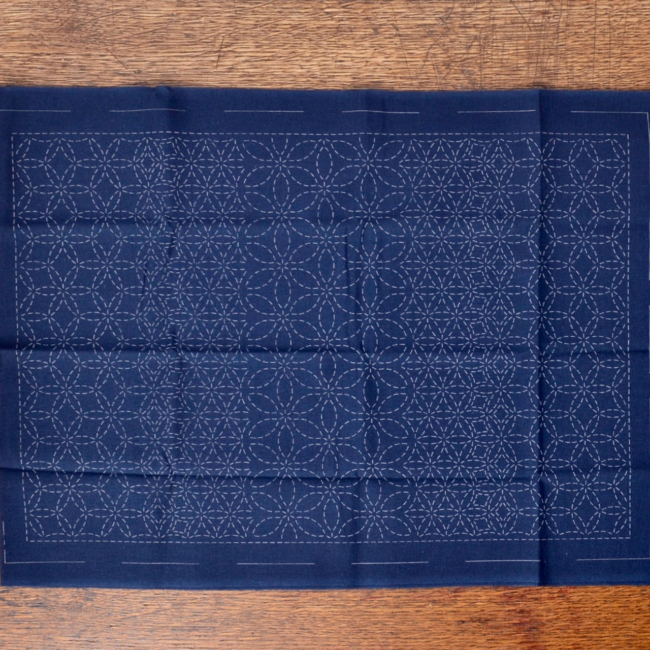 Sashiko Table Mat, Hana-zashi-combined