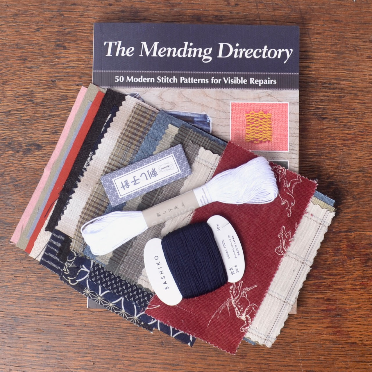 Complete Mending Kit for Sashiko Mending, with Book.