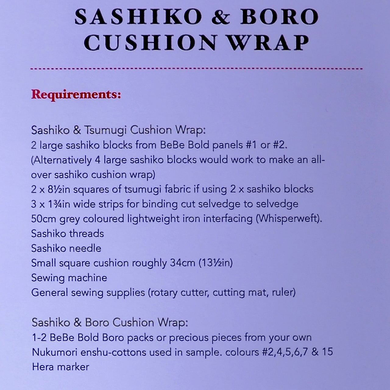 Sashiko & Boro Cushion Wrap Pattern