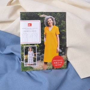 A sewing pattern package for the Amarena dress