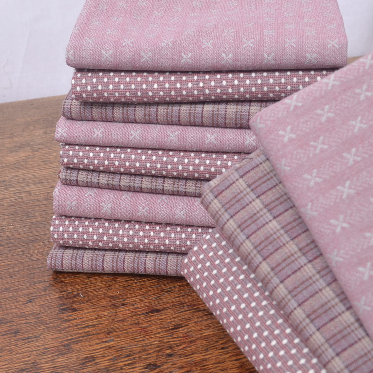 Japanese Yarn-Dyed Fabric Bundle, Mulberry Wine