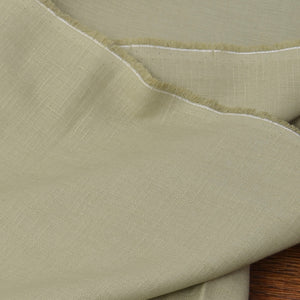 Green japanese cotton fabric showing salvage edge