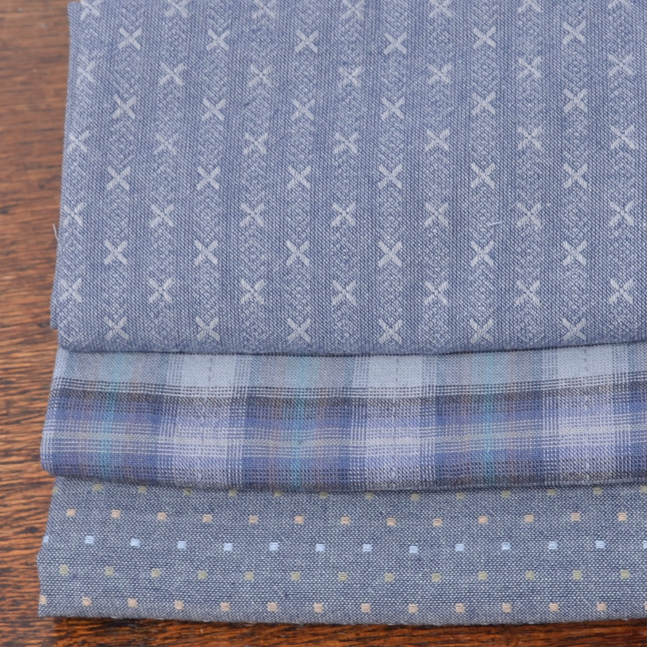 Japanese Yarn-Dyed Fabric Bundle, blues
