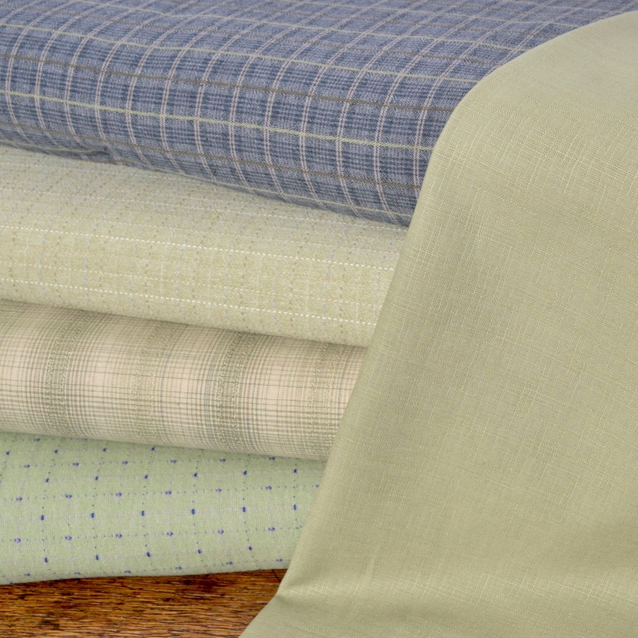 Yarn dyed cotton fabrics and cotton dobby fabric together