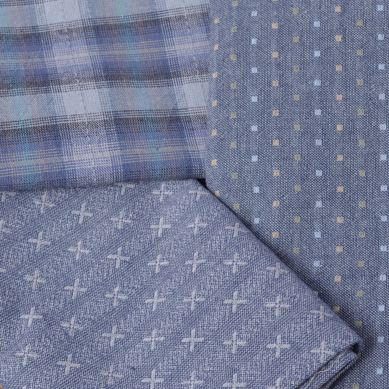 Japanese Yarn-Dyed Fabric Bundle, Rain Wash Blue