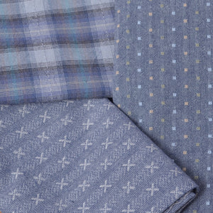 Japanese Yarn-Dyed Fabric Bundle, Rain Wash Blue