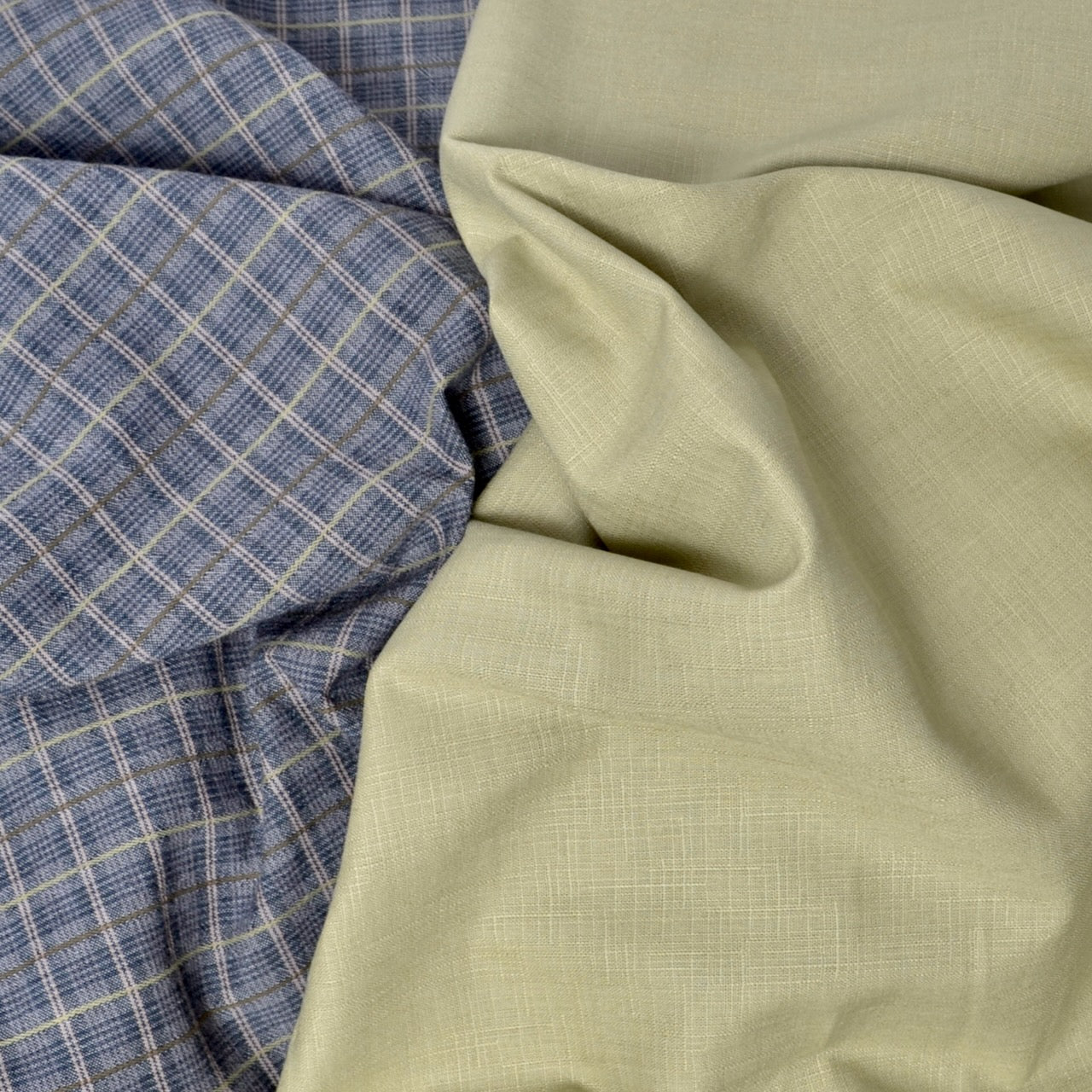 yarn-dyed cotton fabric with green dobby fabric
