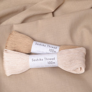 Solid colour dobby weave cotton fabric with  co-ordinating sashiko threads