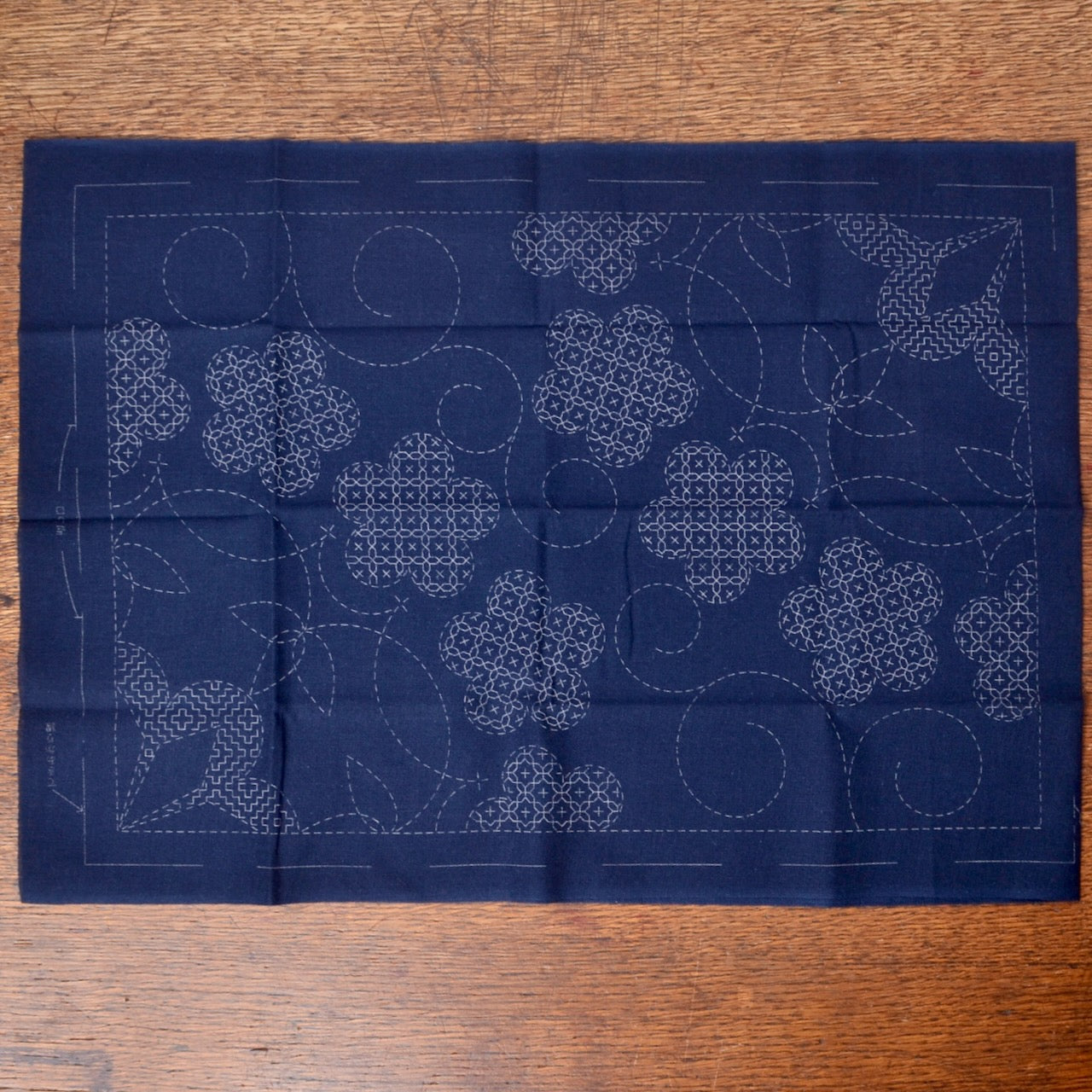 Placemat , Shochikubai design on Navy cotton fabric