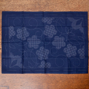 Placemat , Shochikubai design on Navy cotton fabric