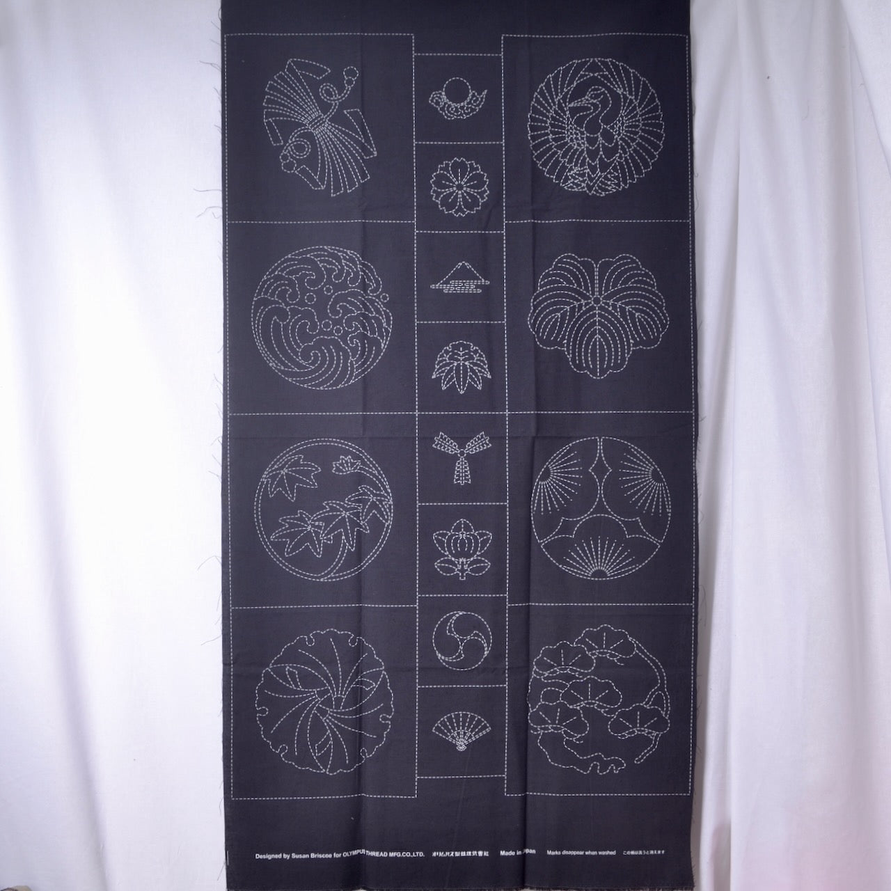 Sashiko Family Crests Panel, Black