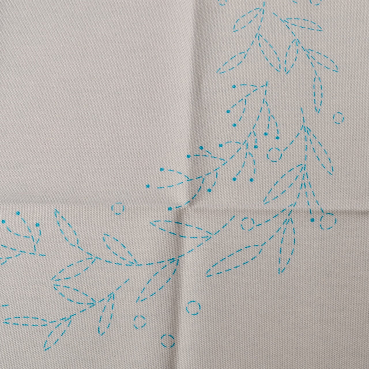 Sashiko Wreath wash out design printed on 100 percent cotton fabric