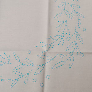 Sashiko Wreath wash out design printed on 100 percent cotton fabric