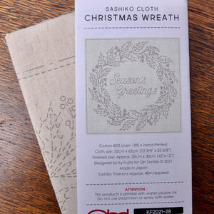 QH Textiles Sashiko Cloth, "Christmas Wreath"