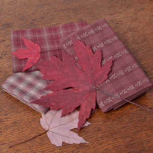 Japanese Yarn-Dyed Fabric Bundle, Maple Leaf Red