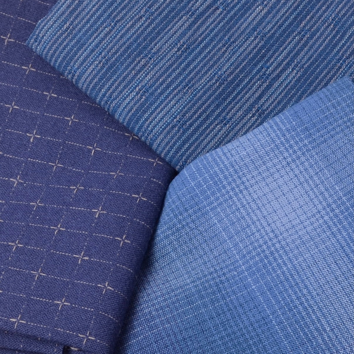 Japanese Yarn-Dyed Fabric Bundle, Ball Point Pen Blues