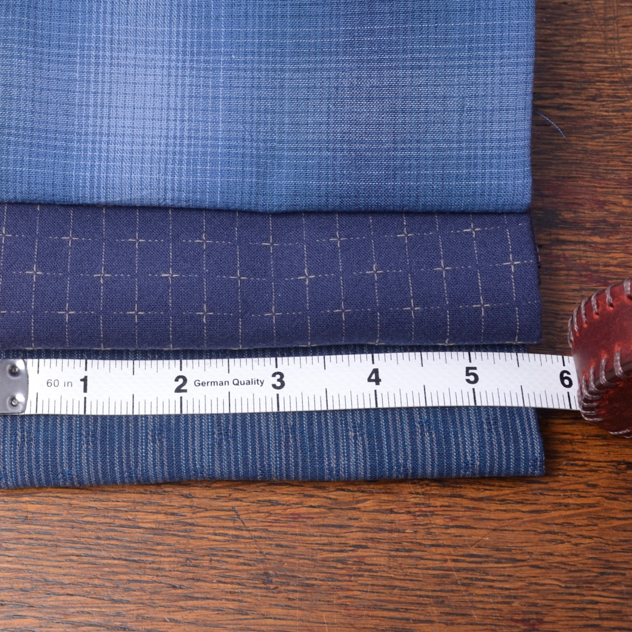 Bundle of three fat quarter pieces of yarn-dyed cotton